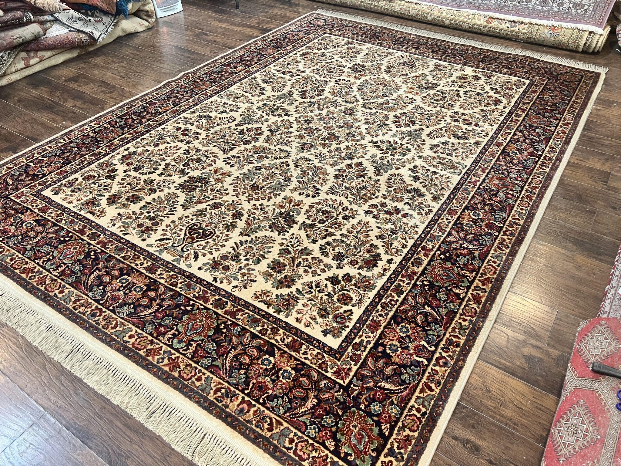 Karastan Rug 8' 8" x 12', Ivory Sarouk #760, Original Karastan Carpet 700 Series, Wool Karastan Area Rug, USA Made, Large Karastan w/ Label by Jewel Rugs