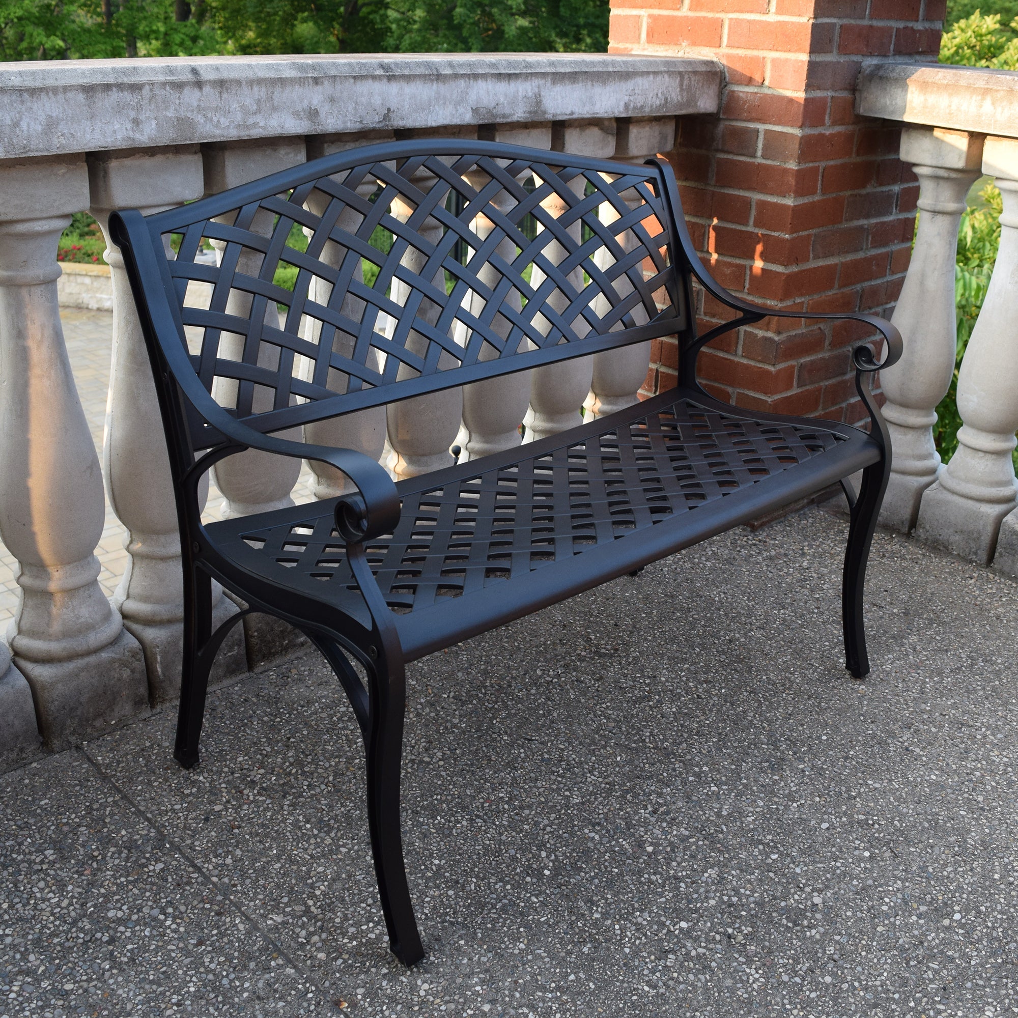 Outdoor Aluminum Modern 40-in Black Patio Bench Loveseat by Sharicks