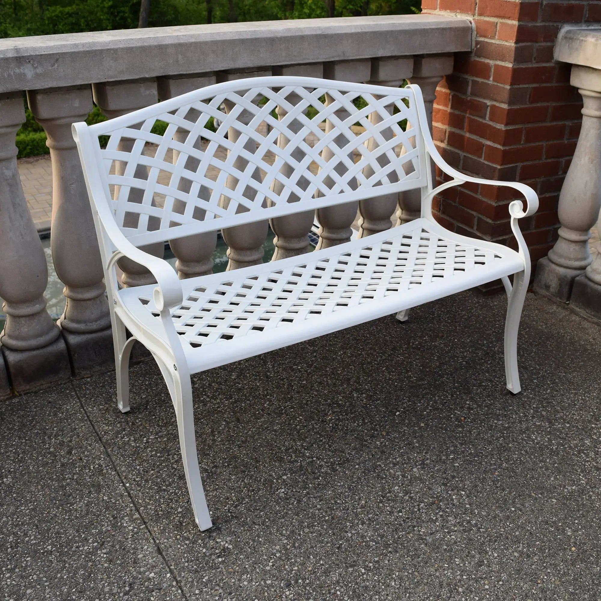 Outdoor Aluminum Modern 40-in White Patio Bench Loveseat by Sharicks