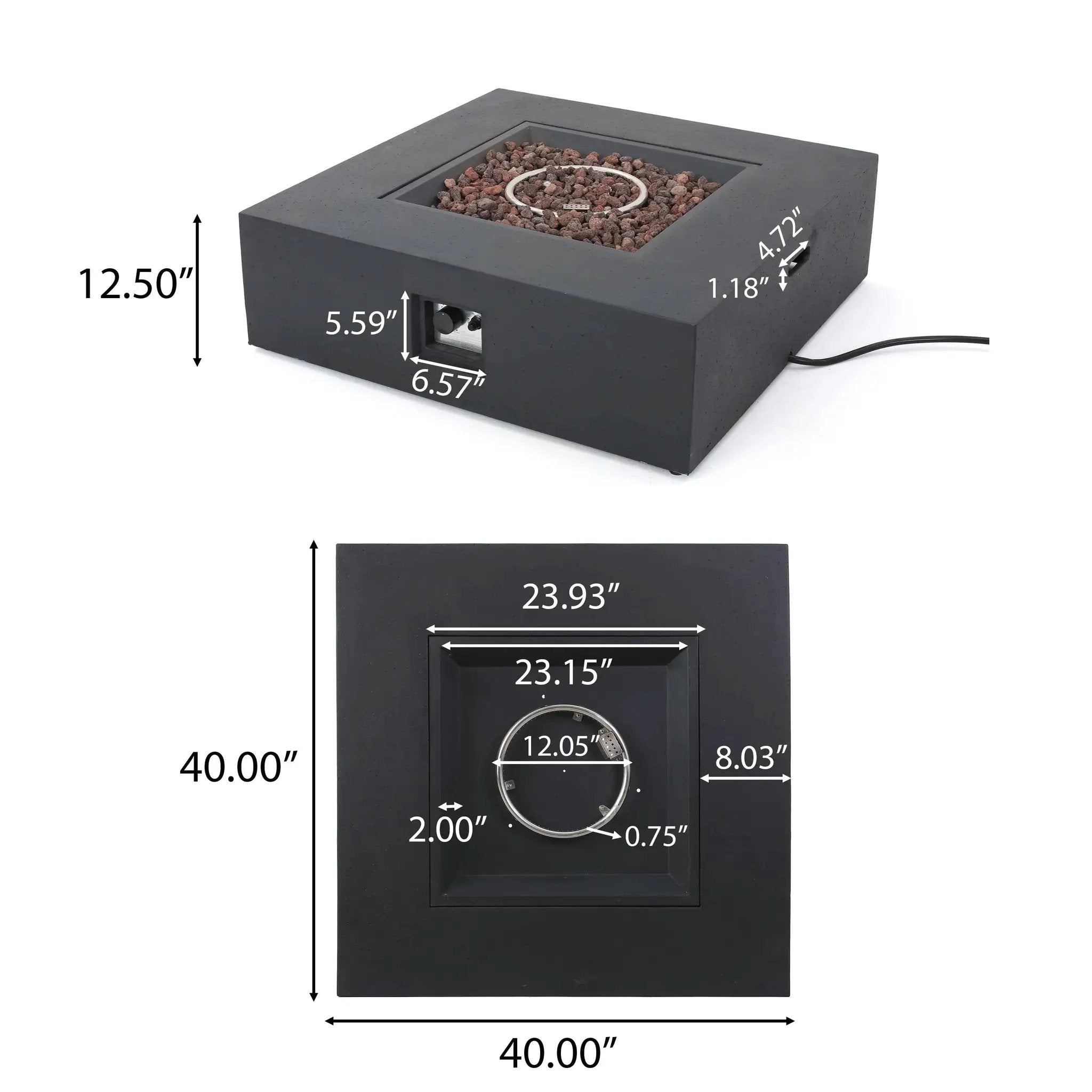 Outdoor 50000 BTU Propane Fire Pit, Dark Grey, with Tank Holder by HouseOfZazla