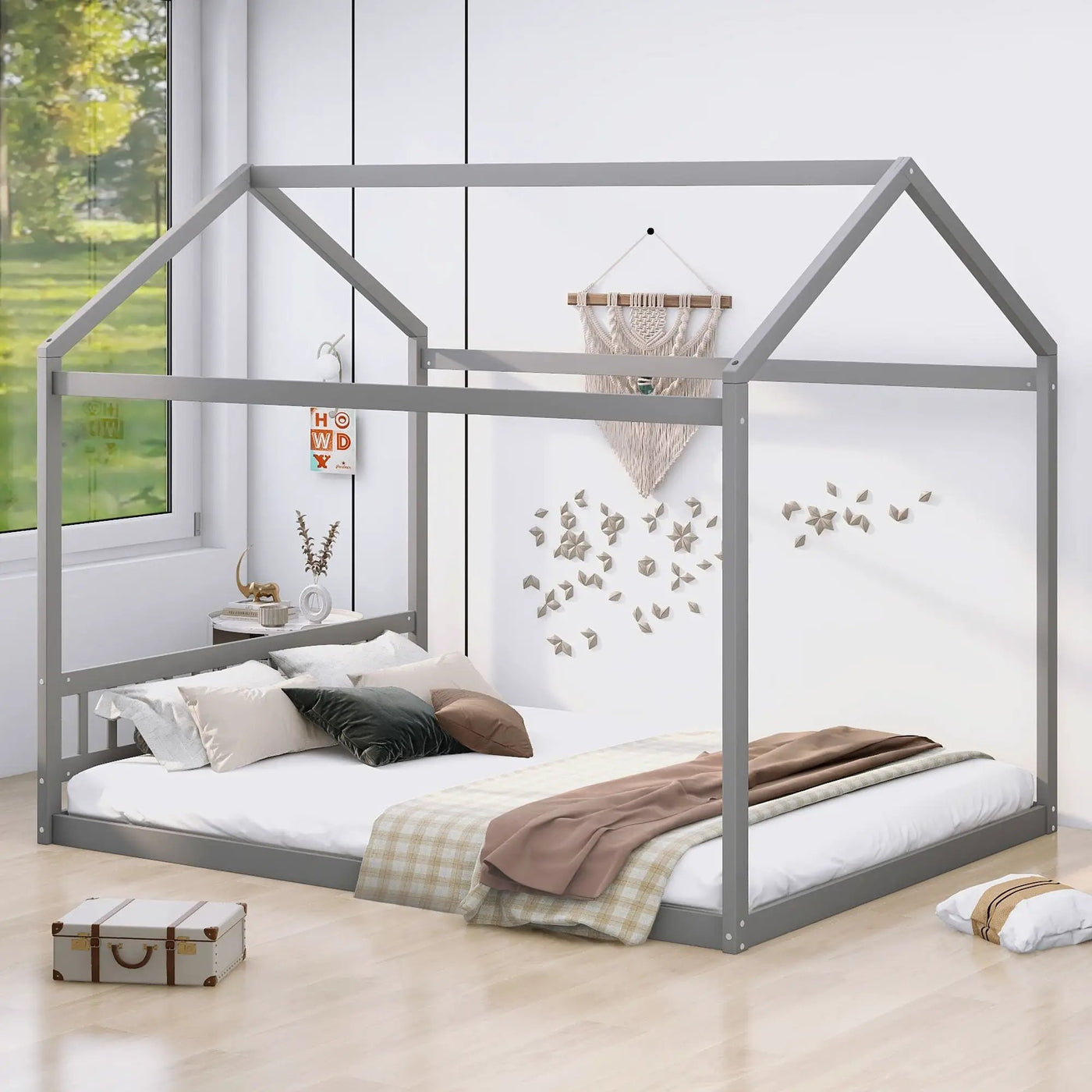 Wooden House Bed With Headboard by HouseOfZazla