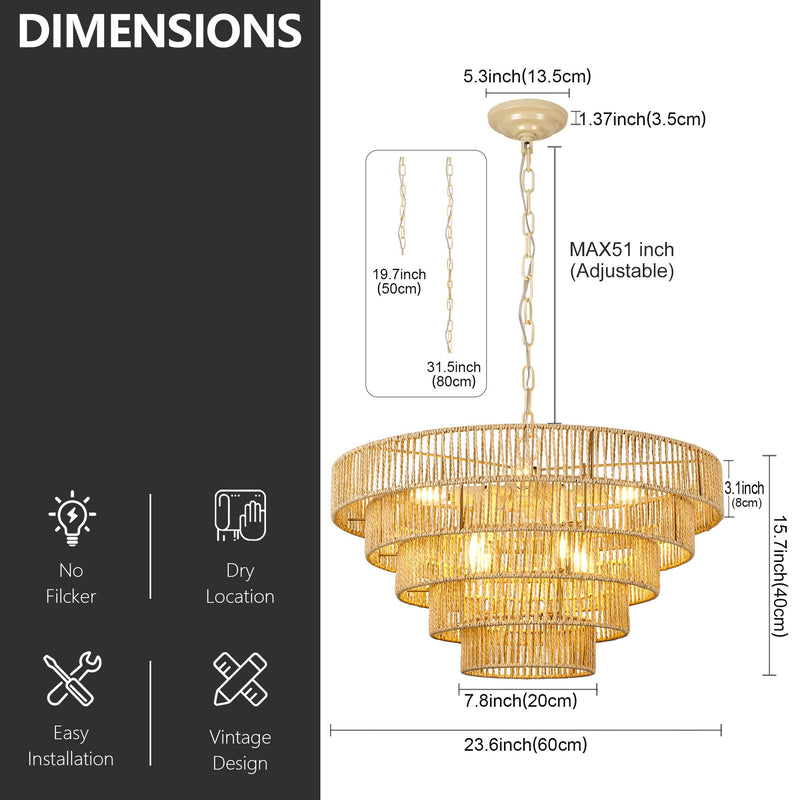 5-Tier Living Room Chandelier with Glass Lampshade - Off-White, photo 4 of 5