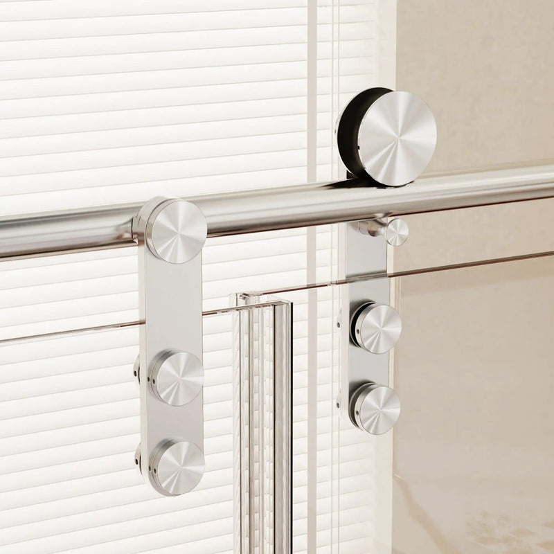 Frameless Single Sliding Shower Doors With Towel Rail & Handle by HouseOfZazla