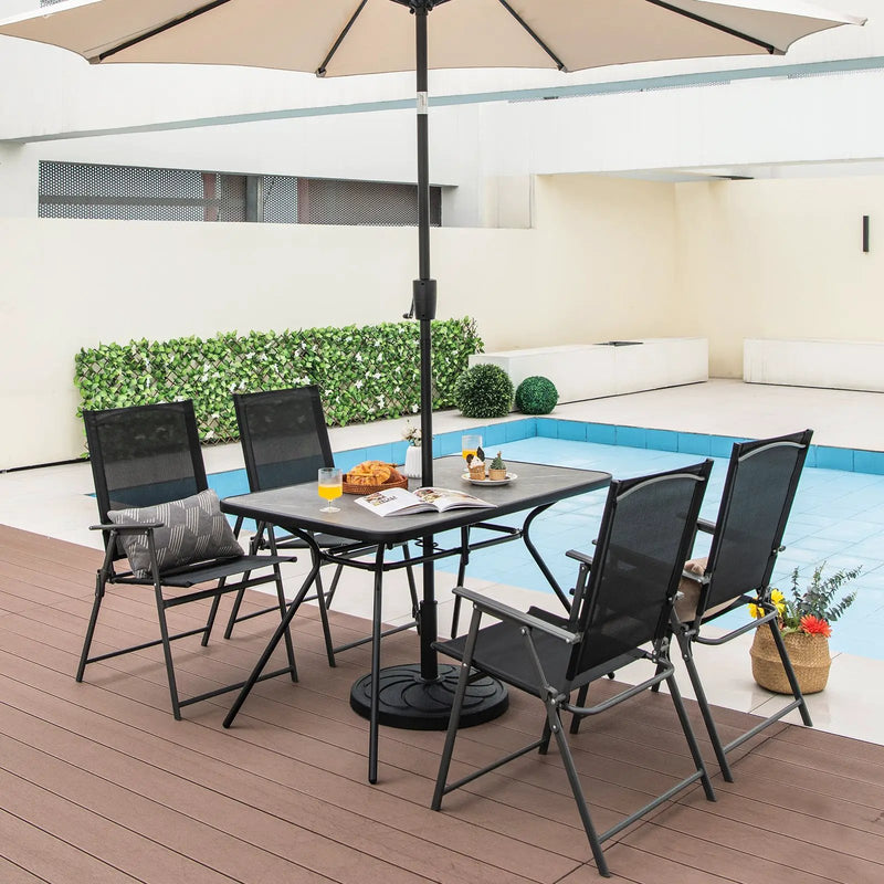 49 Inch Patio Rectangle Dining Table with Umbrella Hole-Gray by DirectDeals