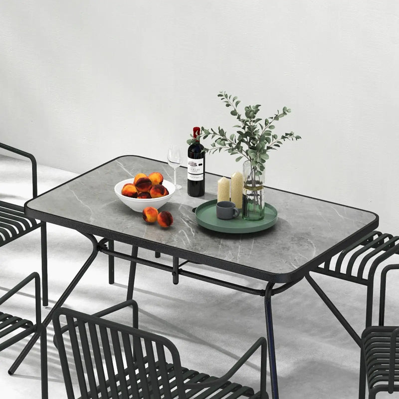 49 Inch Patio Rectangle Dining Table with Umbrella Hole-Gray by DirectDeals