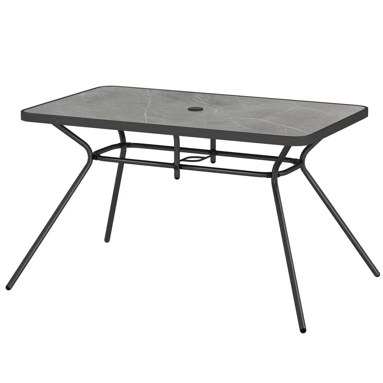49 Inch Patio Rectangle Dining Table with Umbrella Hole-Gray by DirectDeals