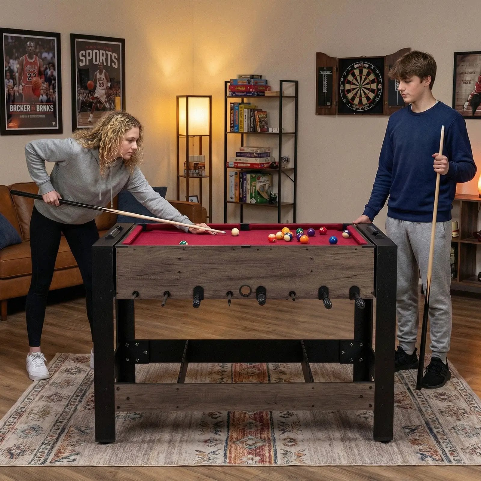 49 inch Combo Game Table with Pool Billiards-Brown by DirectDeals