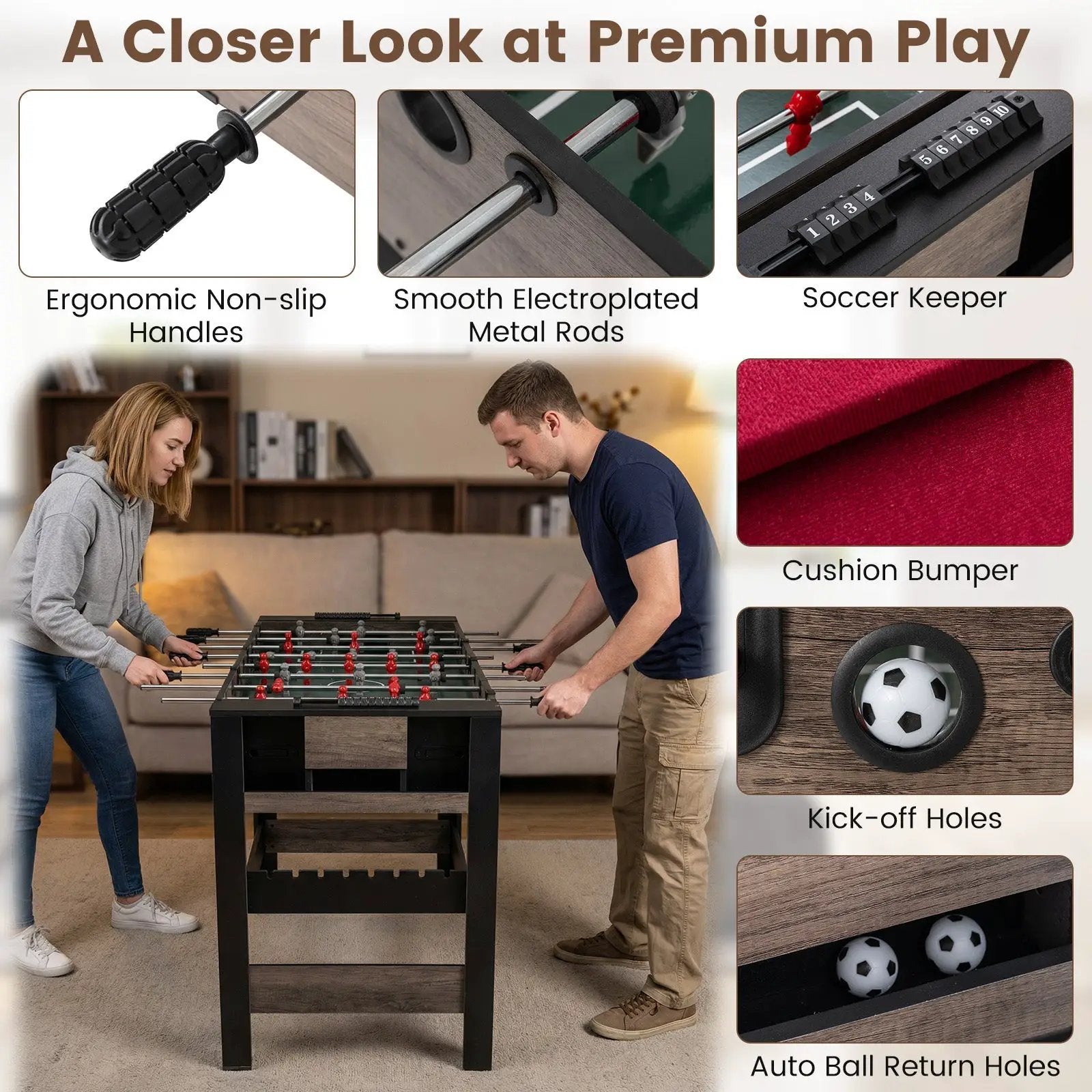 49 inch Combo Game Table with Pool Billiards-Brown by DirectDeals