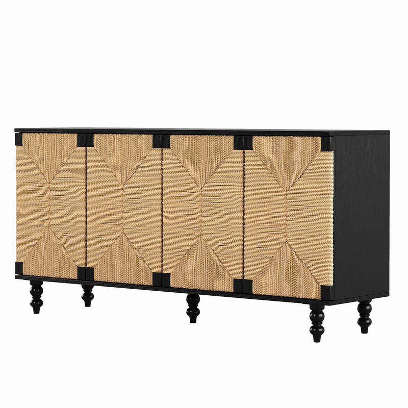 Accent Sideboard with Handwoven Seagrass Doors - Natural, photo 7 of 10