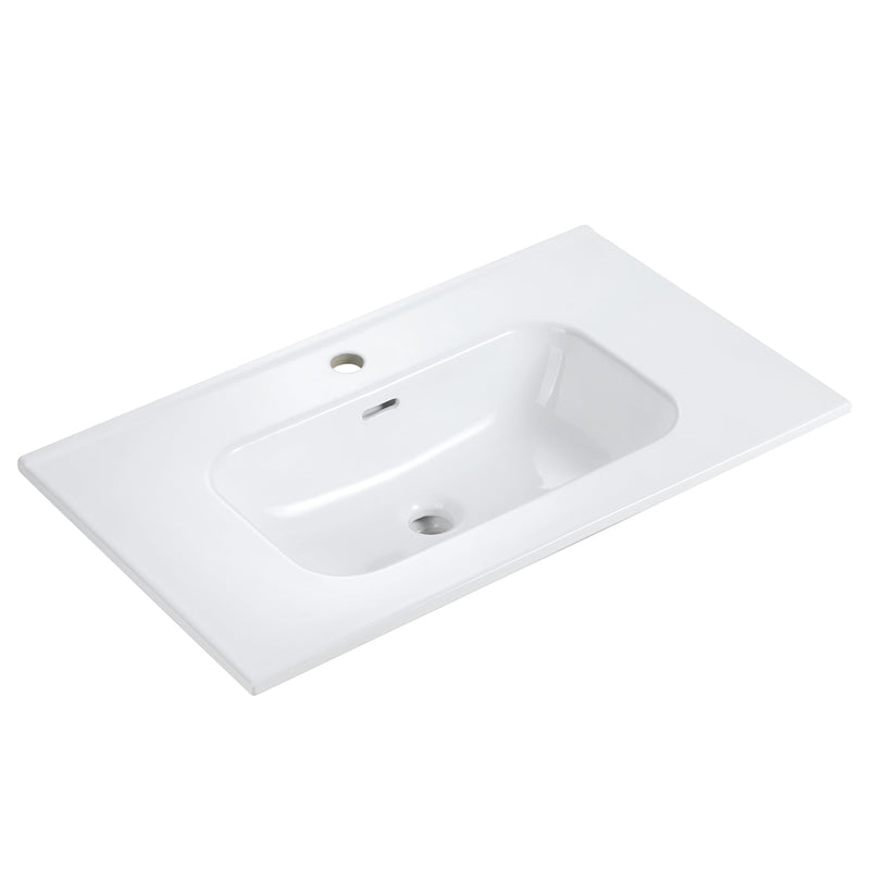Glossy White Ceramic Integrated Basin by HouseOfZazla