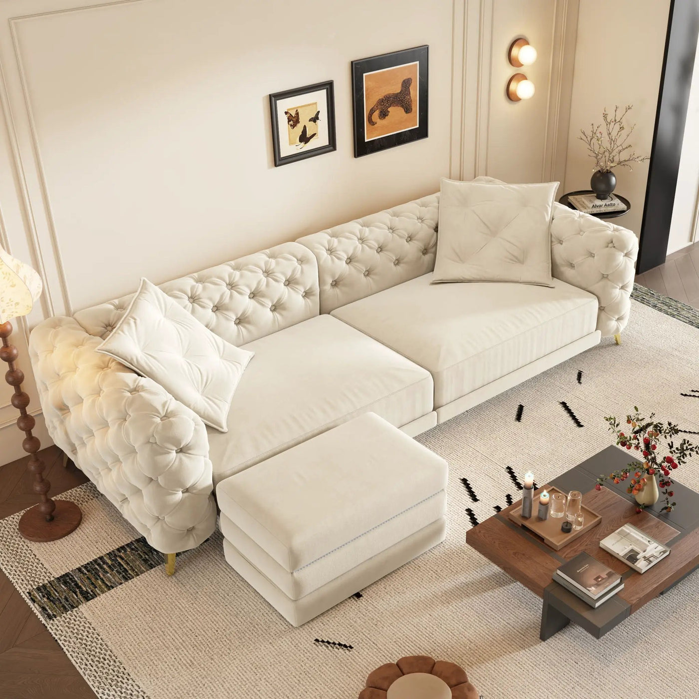 3 In 1 Convertible Sleeper, Deep Seat Pull Out Sofa Bed, Button Tufted by HouseOfZazla