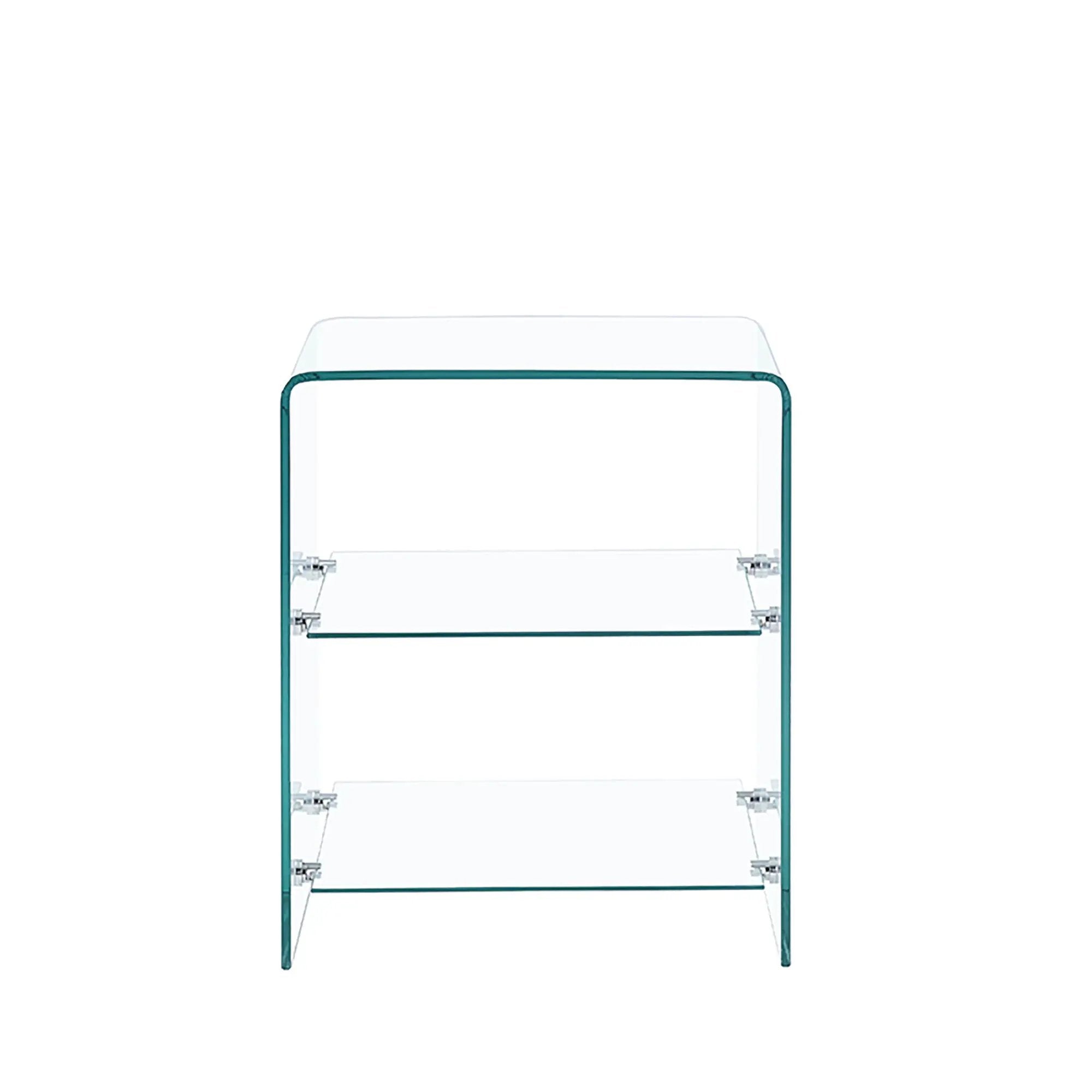 Tempered Clear Bent Glass Side Table Sofa Table, Multi Purpose Use, Premium Tempered Glass - Transparent by Unique Piece Furniture