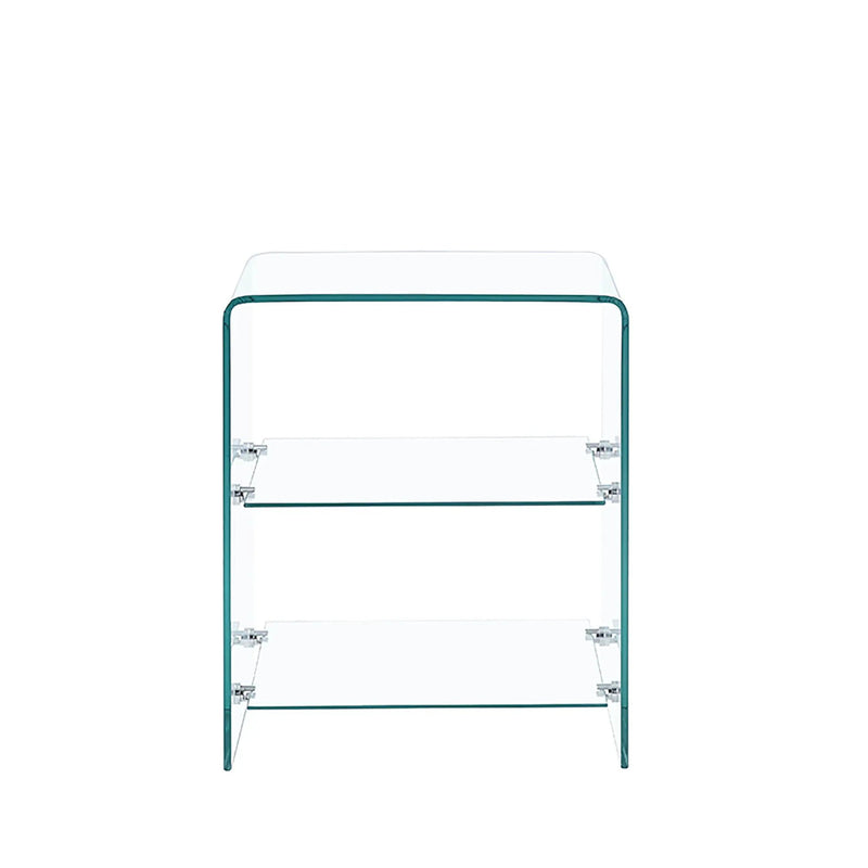 Tempered Clear Bent Glass Side Table Sofa Table, Multi Purpose Use, Premium Tempered Glass - Transparent by Unique Piece Furniture