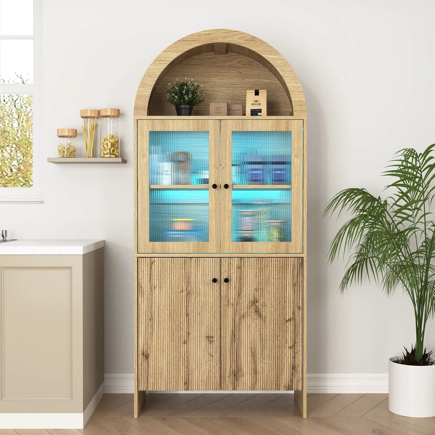 Modern Tech Inspired Dome Cabinet With LED Lighting by Unique Piece Furniture