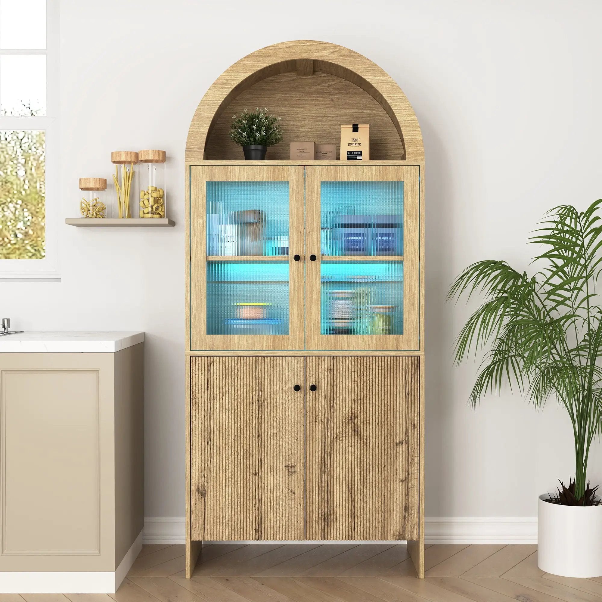 Modern Tech Inspired Dome Cabinet With LED Lighting by Unique Piece Furniture