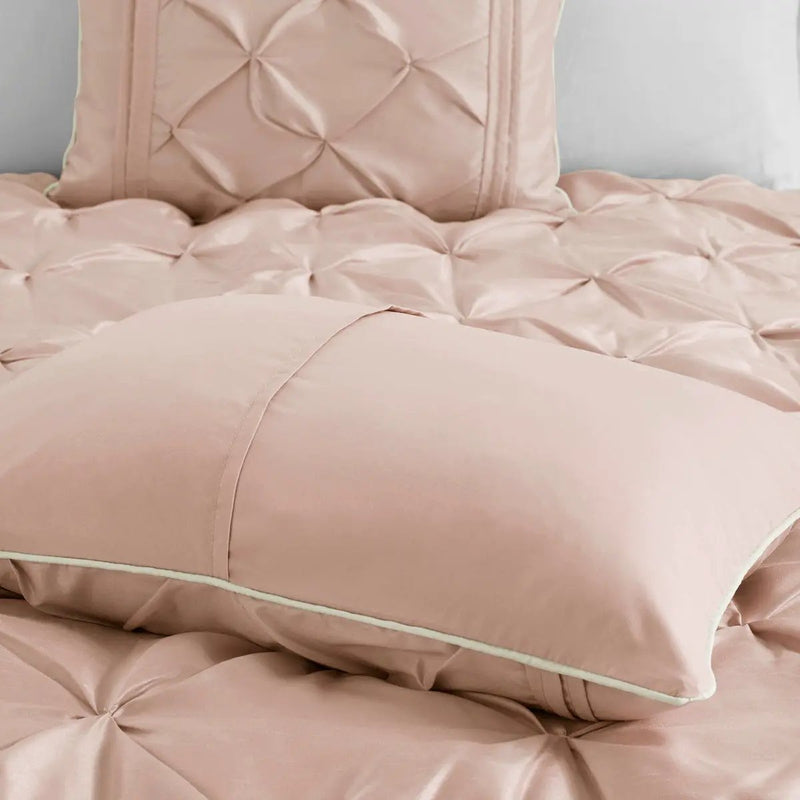 7 Piece Tufted Comforter Set Blush Queen by HouseOfZazla