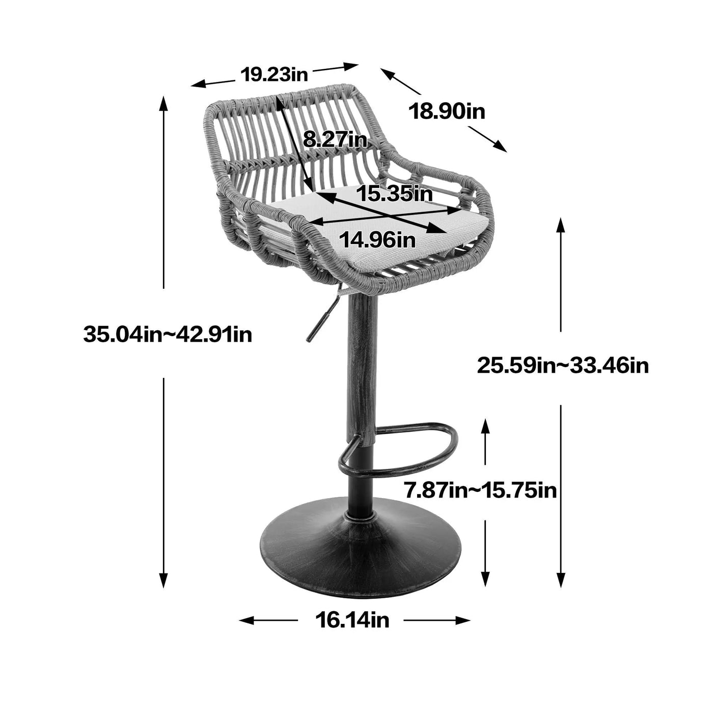Modern Swivel Bar Stools Adjustable Counter Chairs With Footrest (Set of 2) by HouseOfZazla