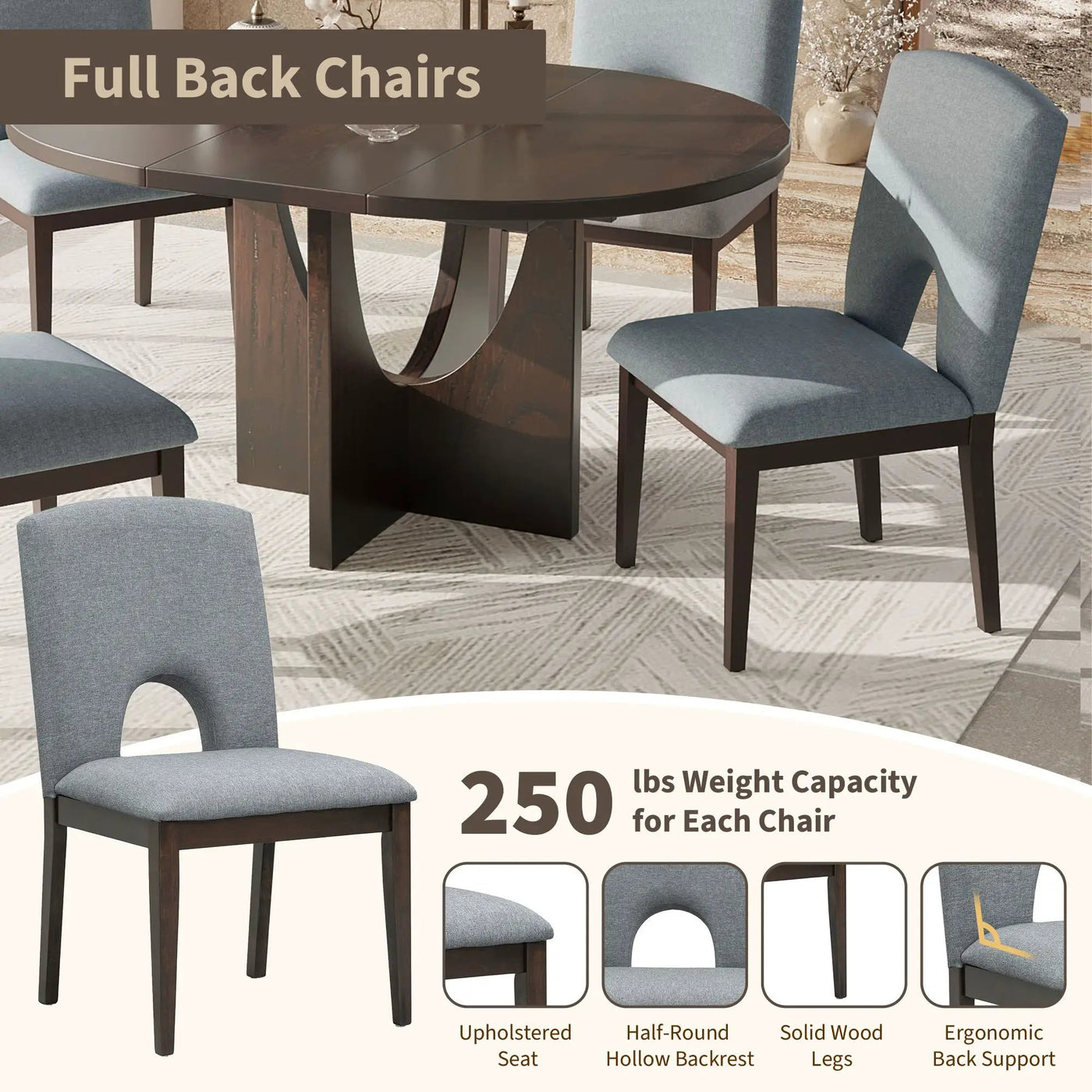 Topmax - 5 Piece Modern Extendable Round Dining Table Set With Removable Leaf For Small Places by Unique Piece Furniture