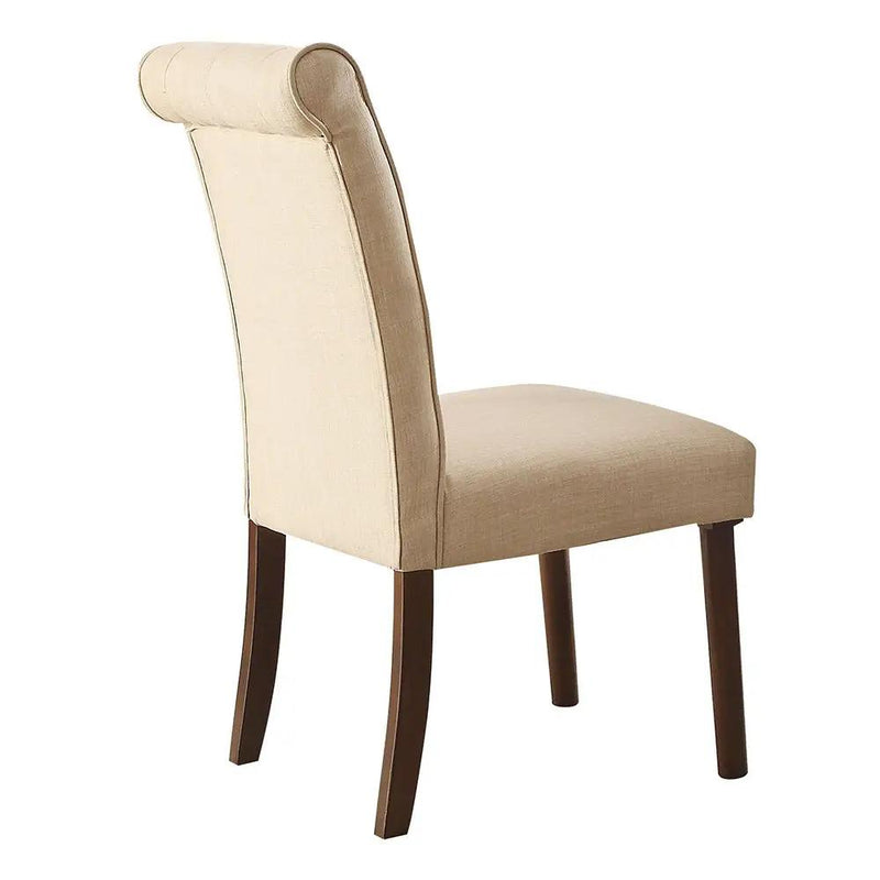 Gasha - Side Chair (Set of 2) - Beige Linen & Walnut by Unique Piece Furniture