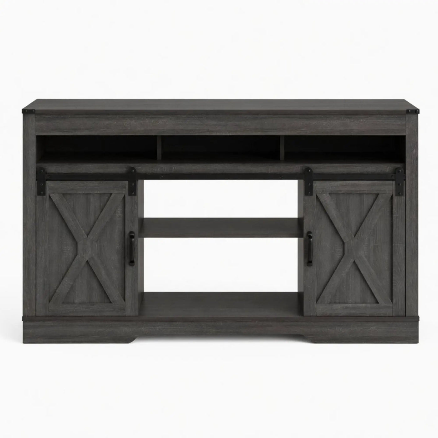 Farmhouse TV Stand With Sliding Barn Doors & Adjustable Storage by HouseOfZazla