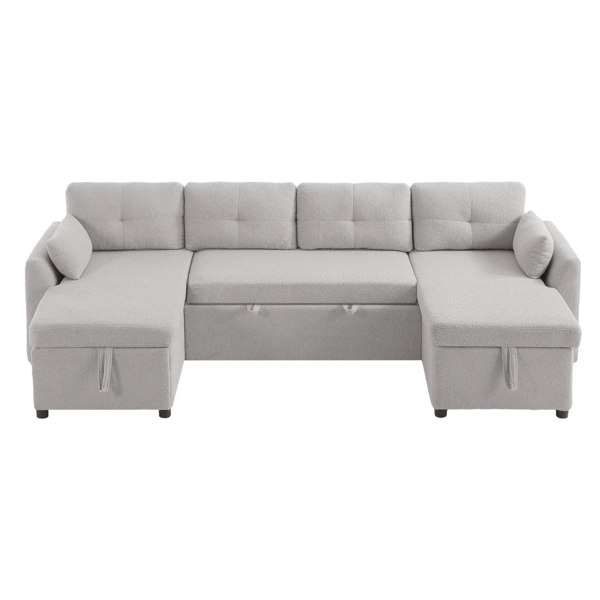 U-Shaped Sectional Sofa Bed With Storage And USB Ports by HouseOfZazla