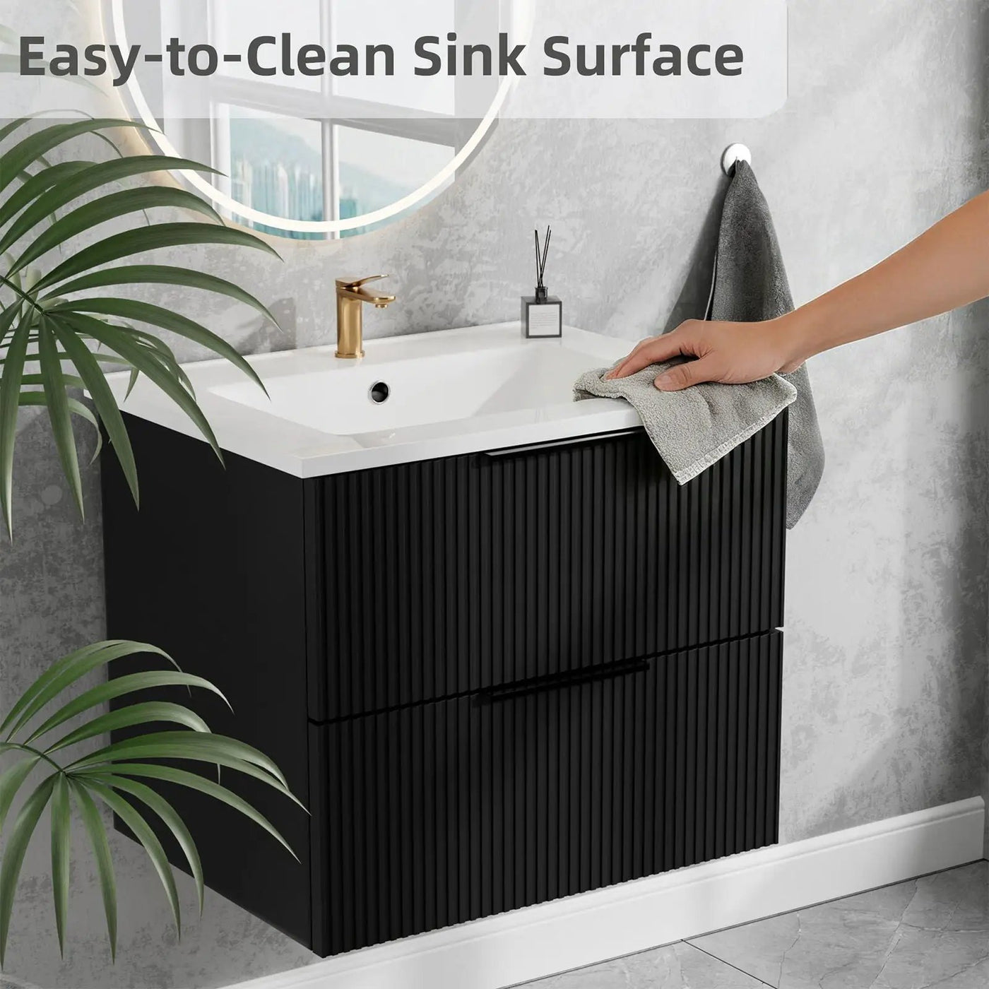 Modern Wall Mounted Floating Bathroom Vanity With Sink And Drawers by HouseOfZazla