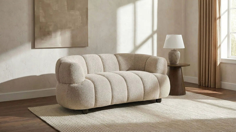 Whitney Contemporary Channel Tufted Boucle Upholstered Loveseat by Unique Piece Furniture