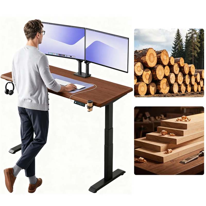 Solid Rubberwood Electric Standing Desk by HouseOfZazla