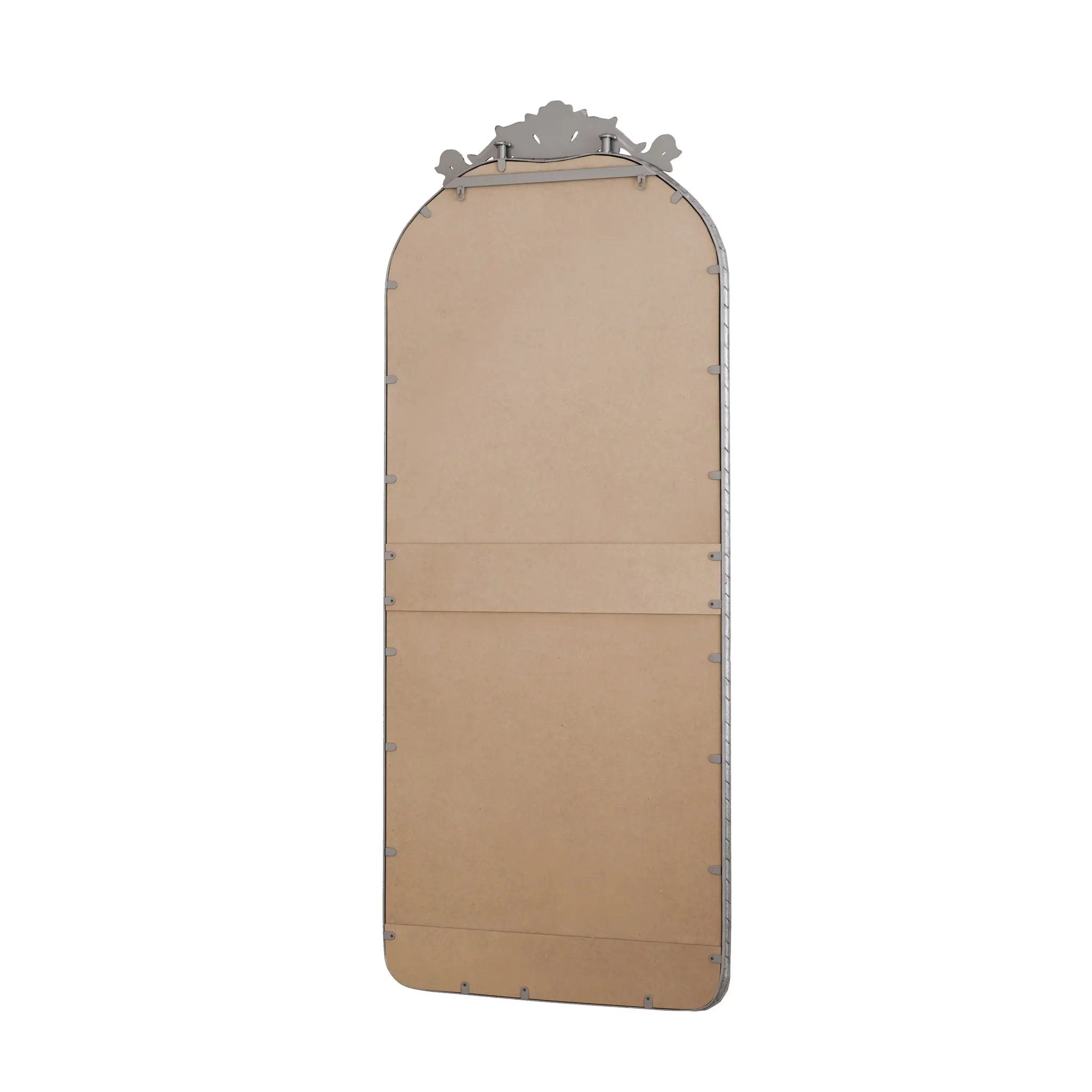 Full Body Arched Mirror With Vintage Carved Applique by HouseOfZazla