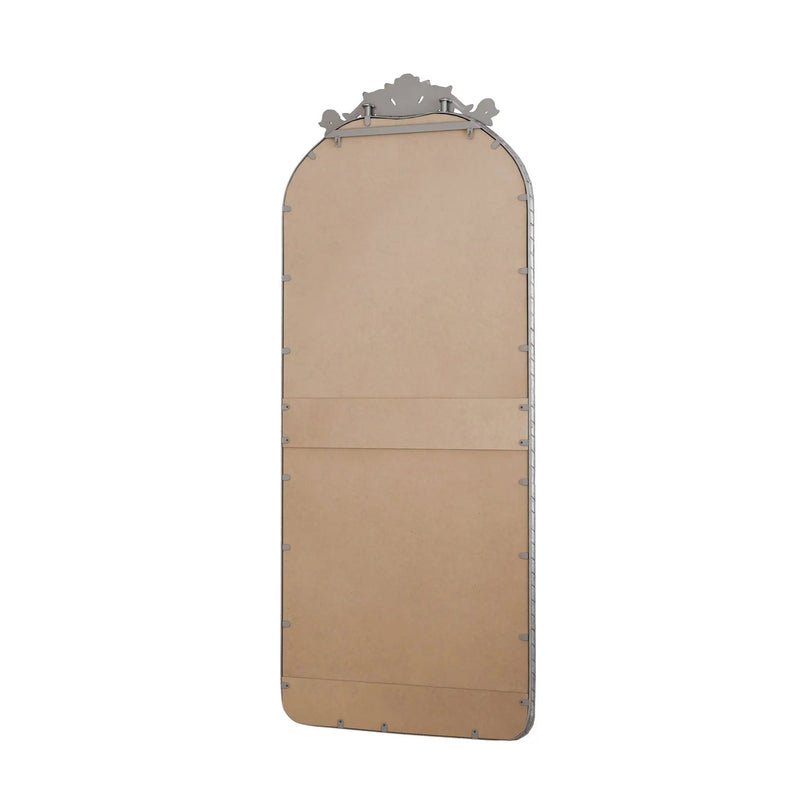 Full Body Arched Mirror With Vintage Carved Applique by HouseOfZazla