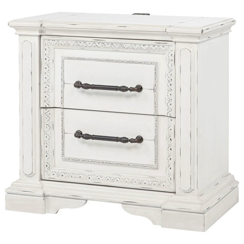 McKinney 2-drawer Nightstand with Dual USB Vintage White by Unique Piece Furniture