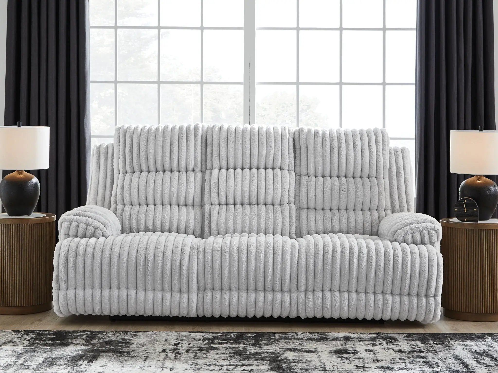 Rhines Falls - Reclining Power Sofa With Drop Down Table - Alloy by Unique Piece Furniture