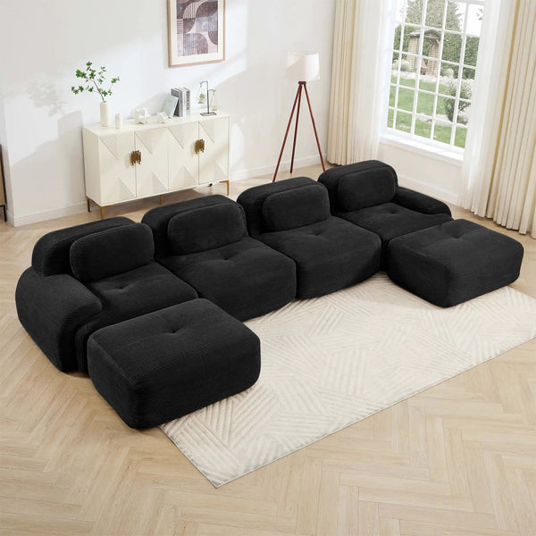 U-Shaped Modular Sofa with Breathable Corduroy Fabric