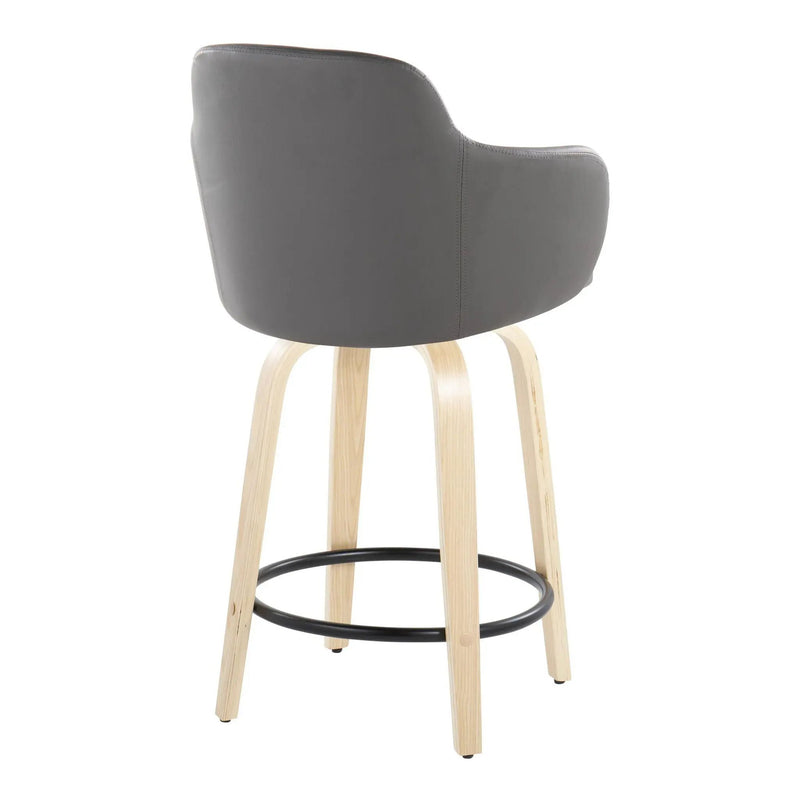 Boyne - Contemporary Fixed Height Counter Stool With Swivel (Set of 2) Round Footrest by HouseOfZazla