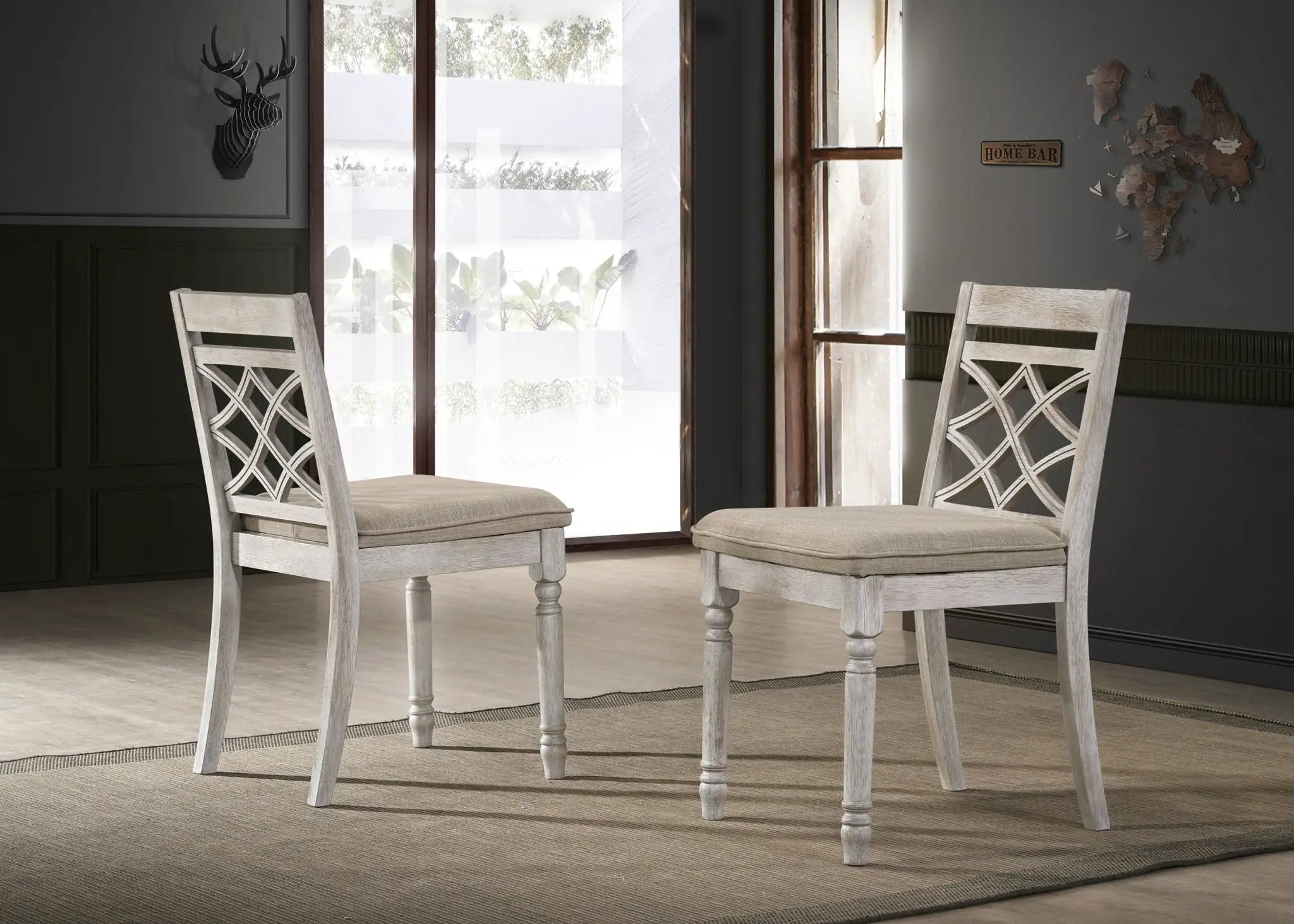Havanna - Wide Chair With Cushion (Set of 2) - Off White by HouseOfZazla