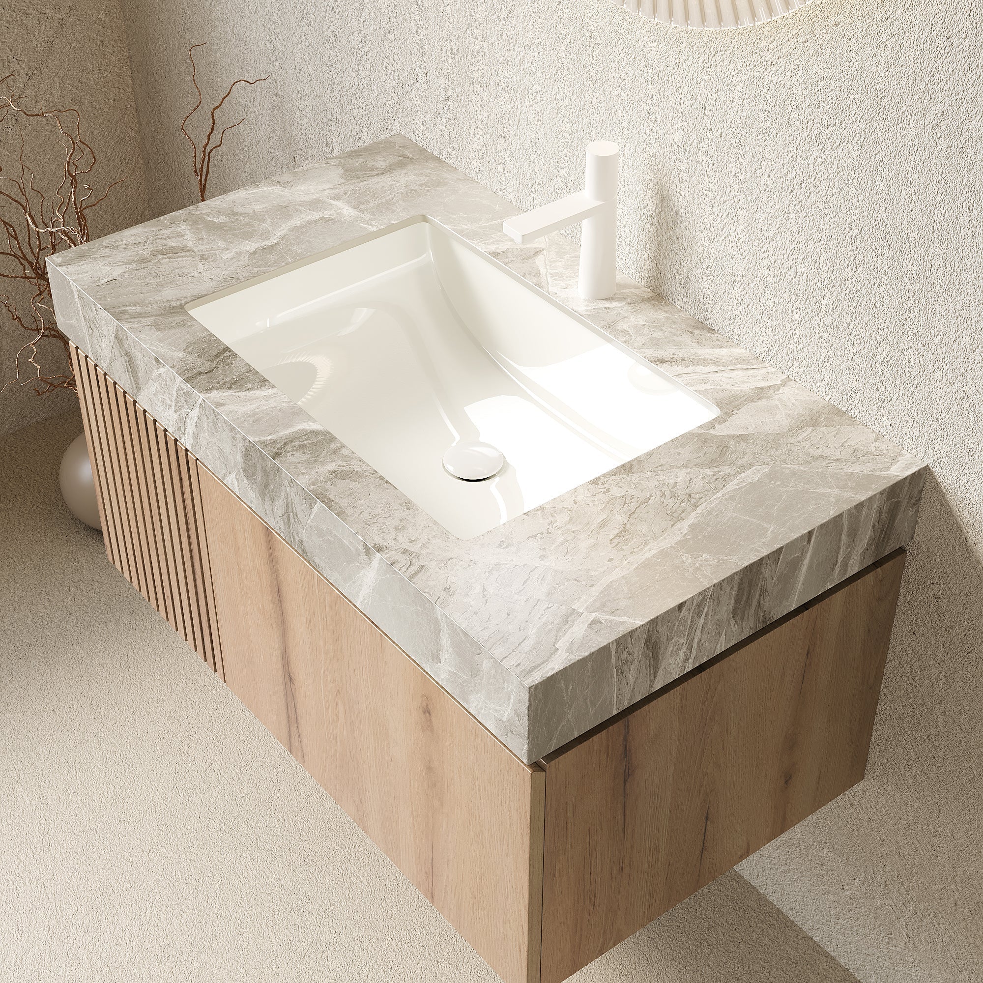 MURI 36" Bathroom Vanity with Sink, Floating Wall-Mounted Cabinet by HouseOfZazla