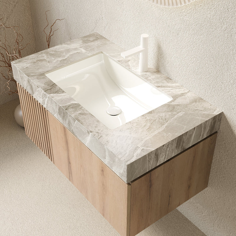 MURI 36" Bathroom Vanity with Sink, Floating Wall-Mounted Cabinet by HouseOfZazla