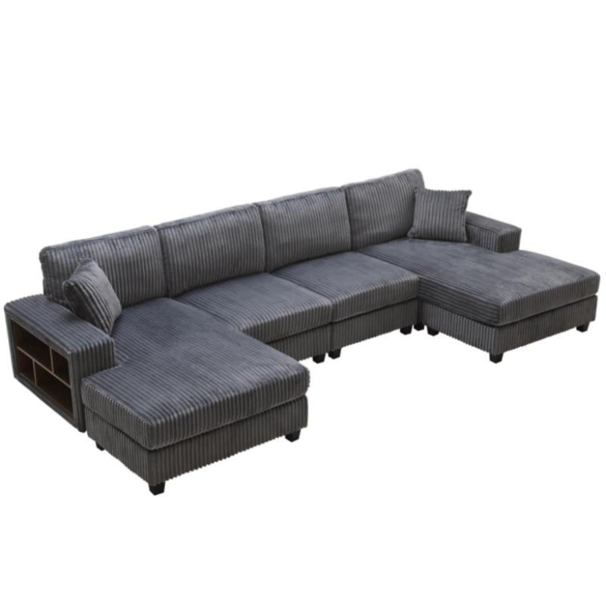 U-Shaped Convertible Sofa, 4 Seater Sectional with Storage Armrests - Multiple Colors, photo 3 of 16