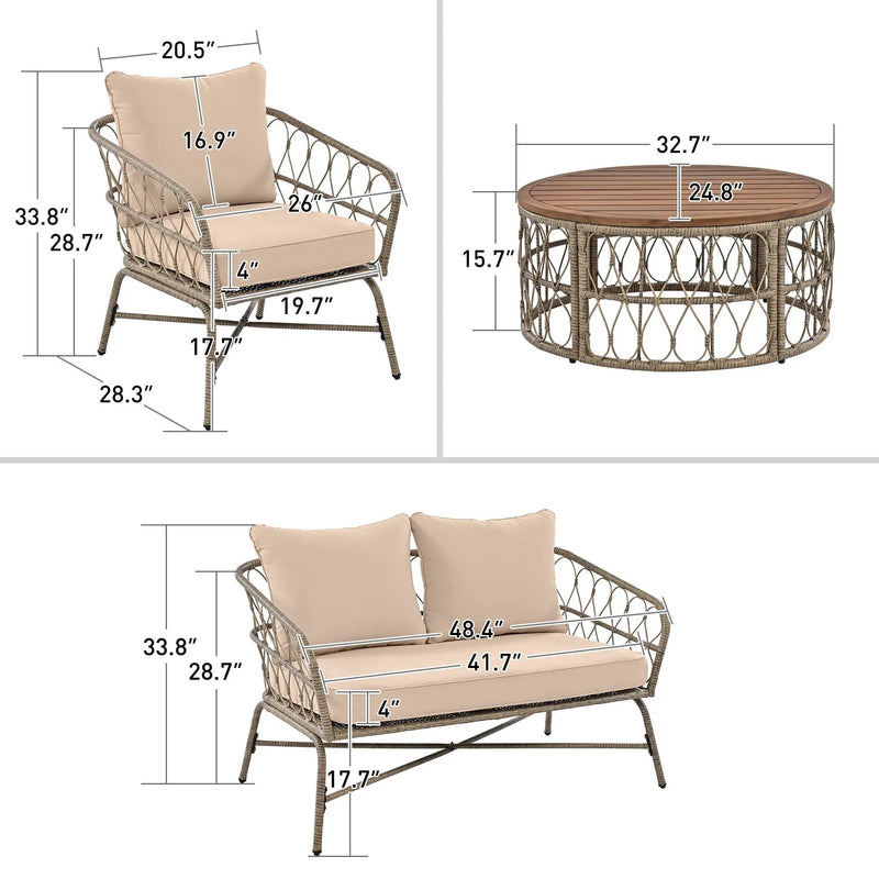 Bohemia-Inspired 4-Person Outdoor Seating Group With Removable Cushions by HouseOfZazla