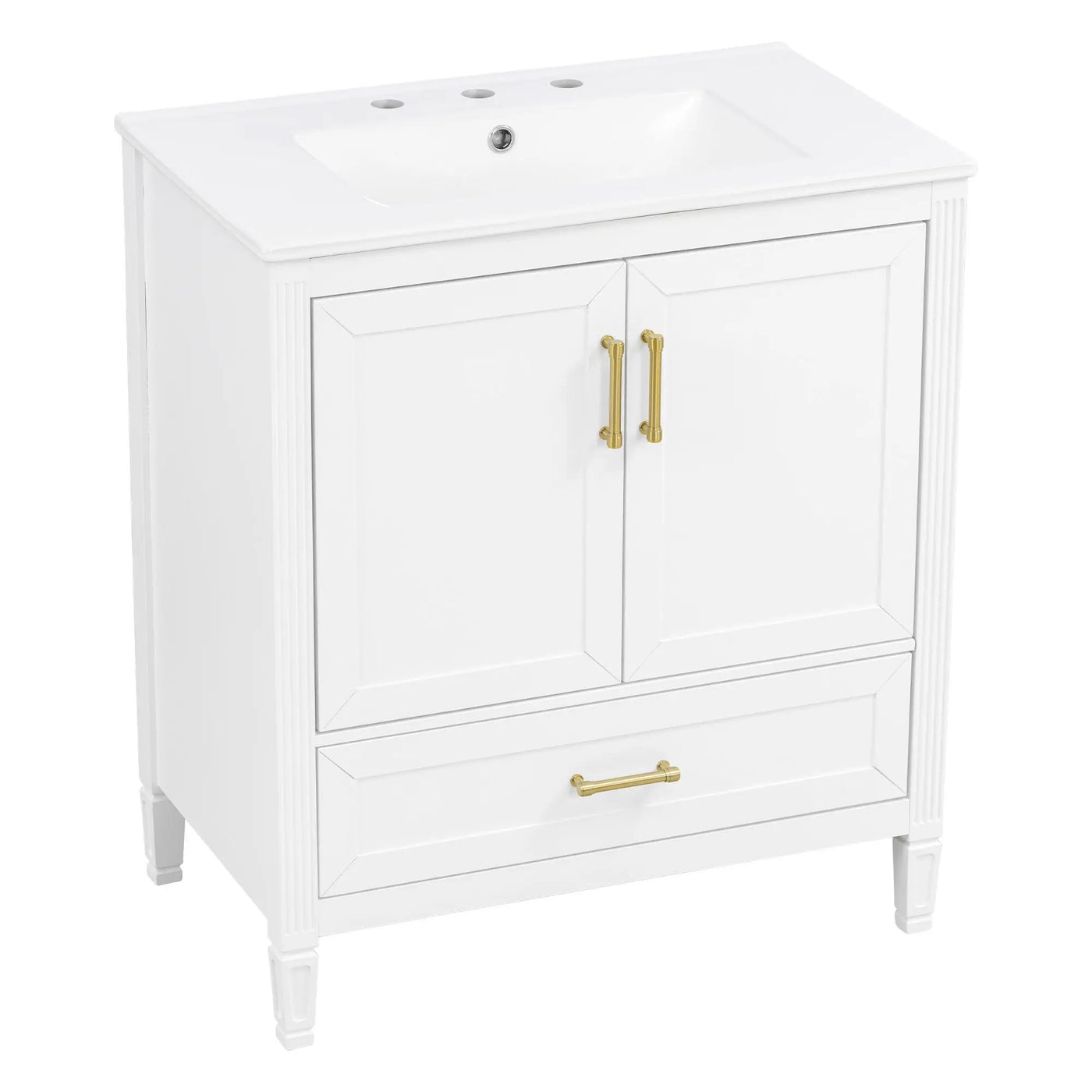 Elegant Fluted Bathroom Vanity With Sink, Soft Close Doors & Drawer by HouseOfZazla