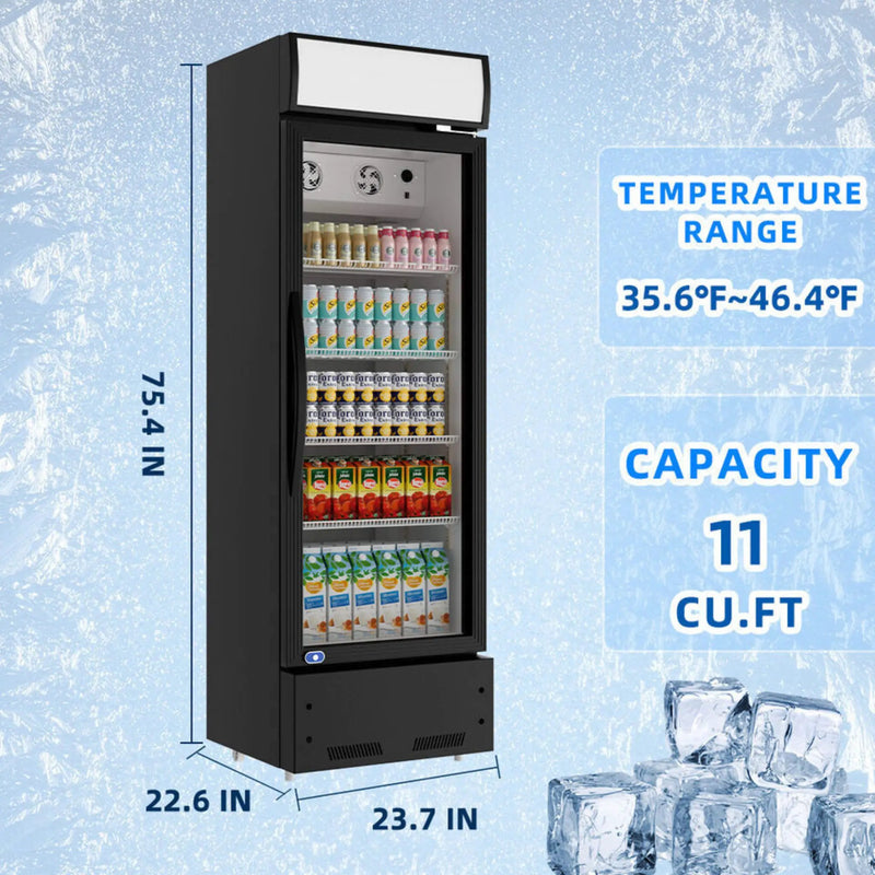 Heavy-Duty 23-Inch Commercial Single Glass Door Refrigerator With LED Lights (SAK43533) by SAKSBY WHOLESALE