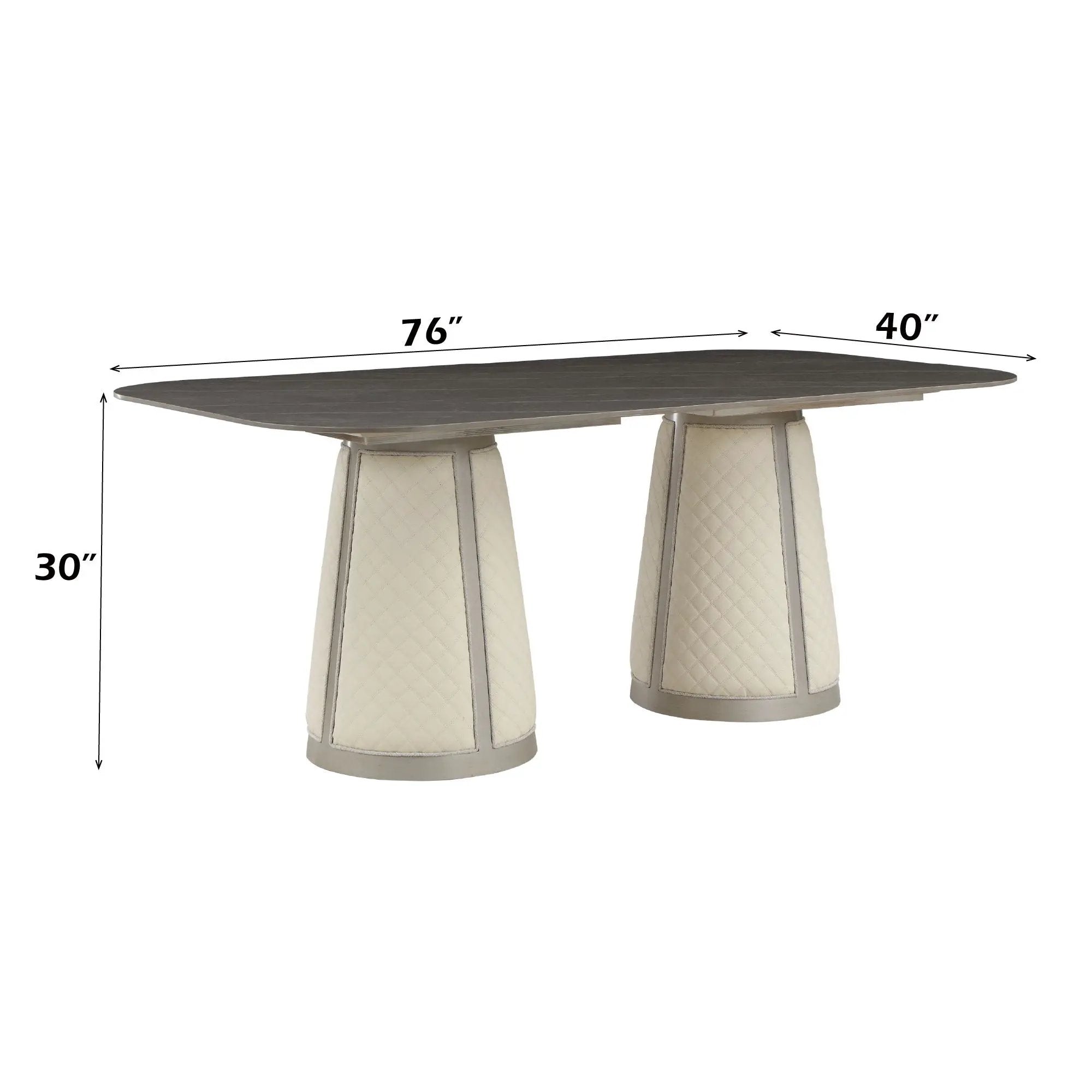 Kasa - Sintered Stone Top Dining Table - Stone Gray / Champagne by Unique Piece Furniture