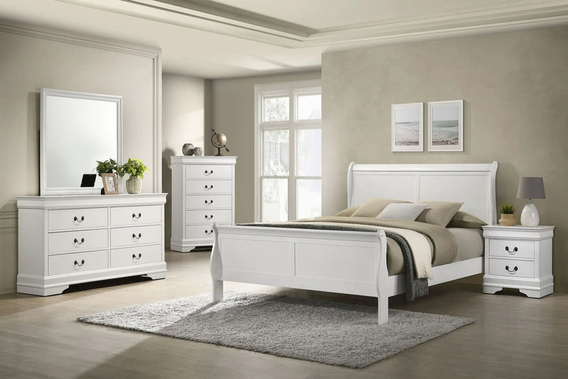Louis Philippe 47-inch Queen Sleigh Panel Bed White by Unique Piece Furniture