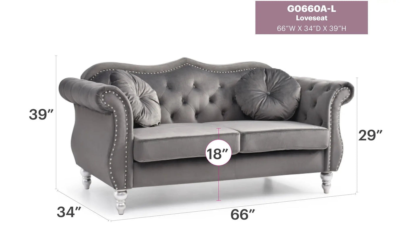 Stylish Flared Arm Loveseat by HouseOfZazla