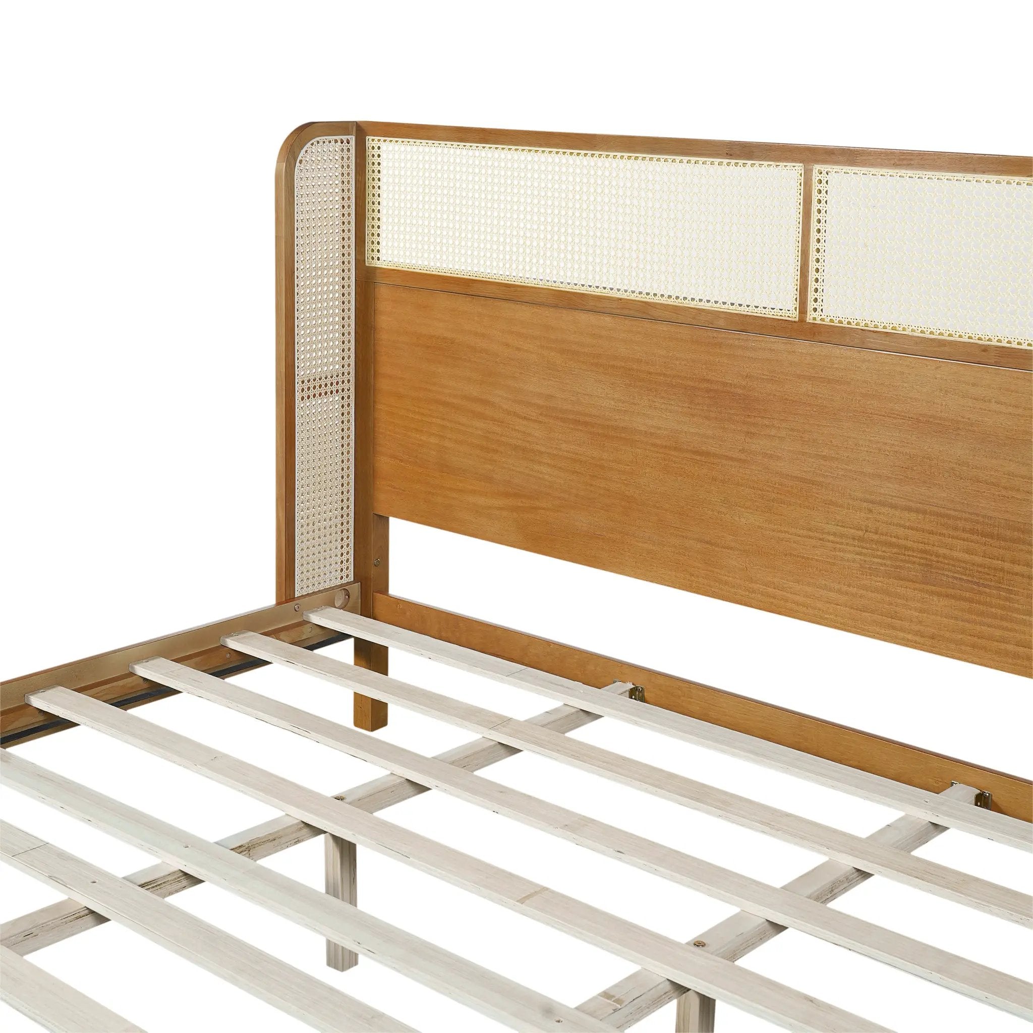 Premium Rubber Wood Platform Bed Frame with Headboard by HouseOfZazla