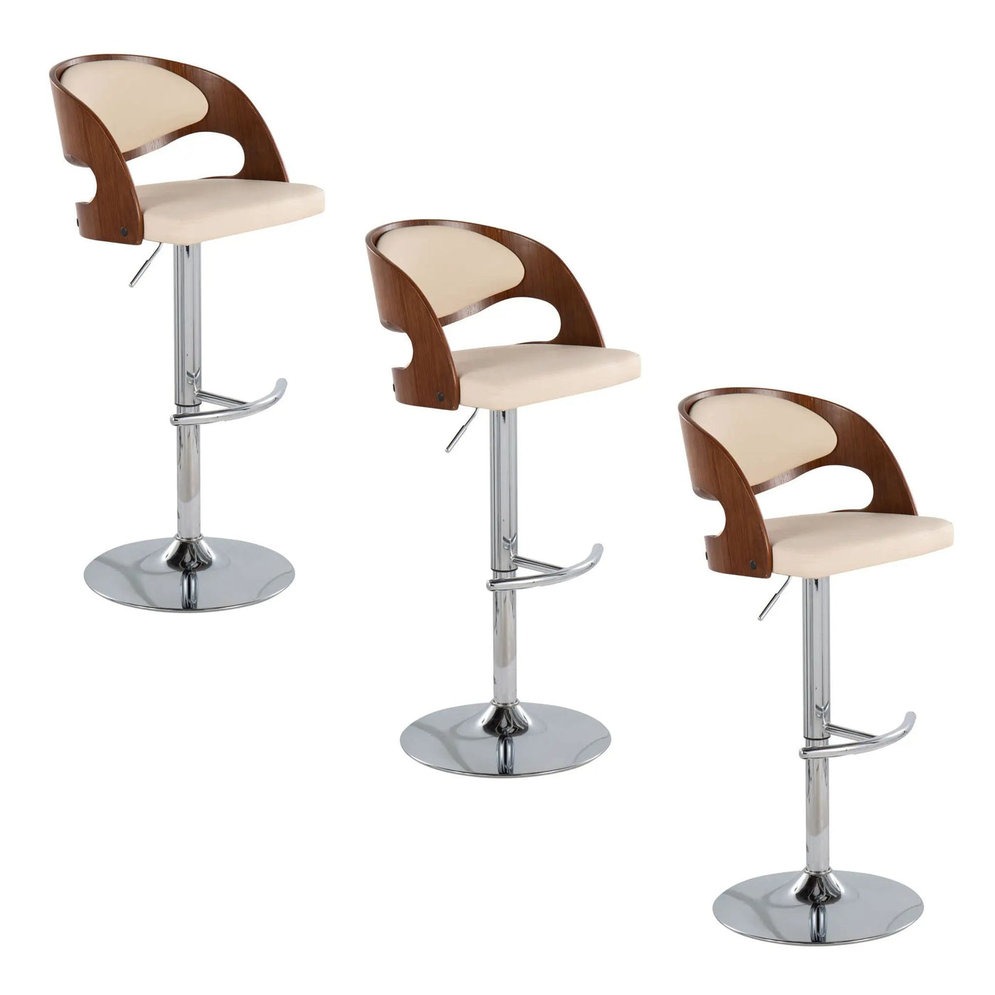 Pino - Mid Century Modern Adjustable Barstool & Swivel With Rounded T Footrest (Set of 2) by HouseOfZazla