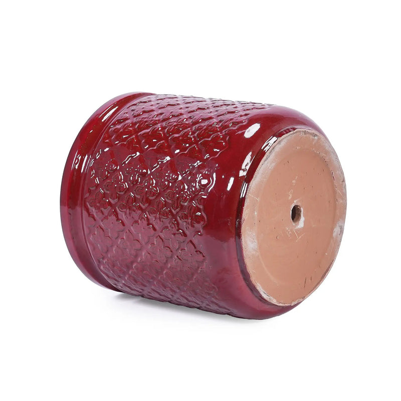 3 Pieces Ceramic Flowerpot Set, Bean Paste Red by HouseOfZazla