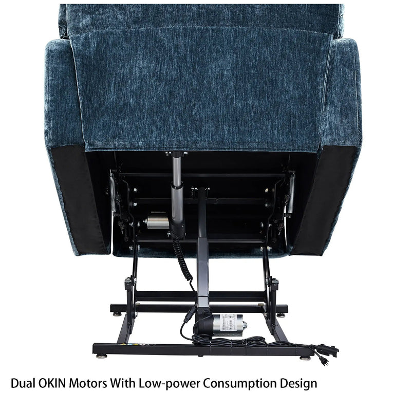 Dual Okin Motor Power Lift Recliner Chair For Elderly Infinite Position Lay Flat 180E Recliner With Heat Massage by HouseOfZazla