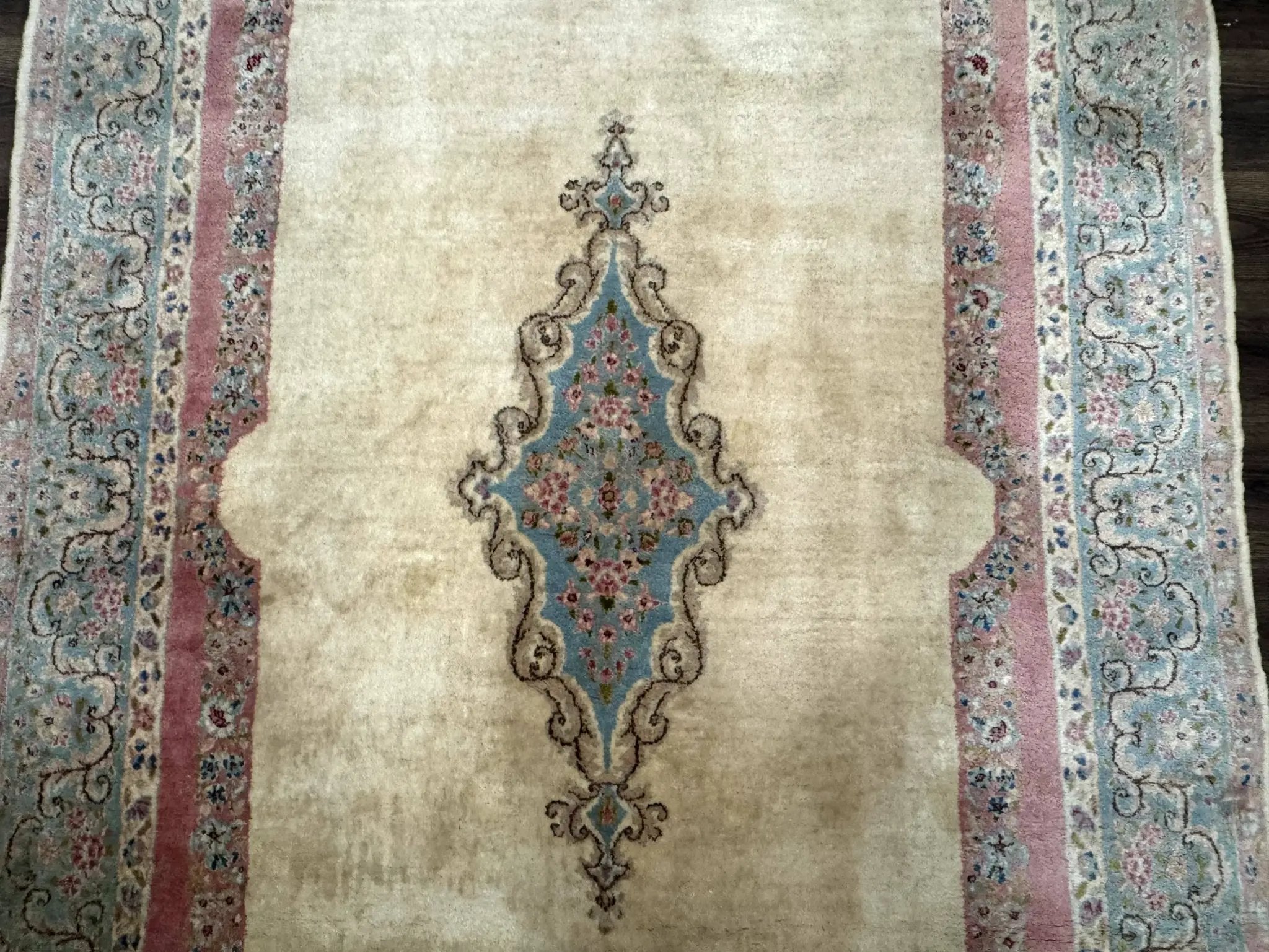 Persian Kerman Rug 6x9, Pastel Colors, Semi Open Field by Jewel Rugs