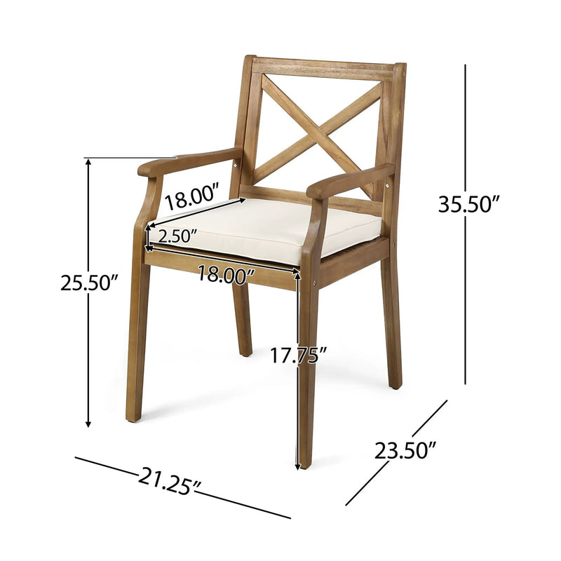 Perla Dining Chair 2-Piece Set with Cream Cushions by HouseOfZazla